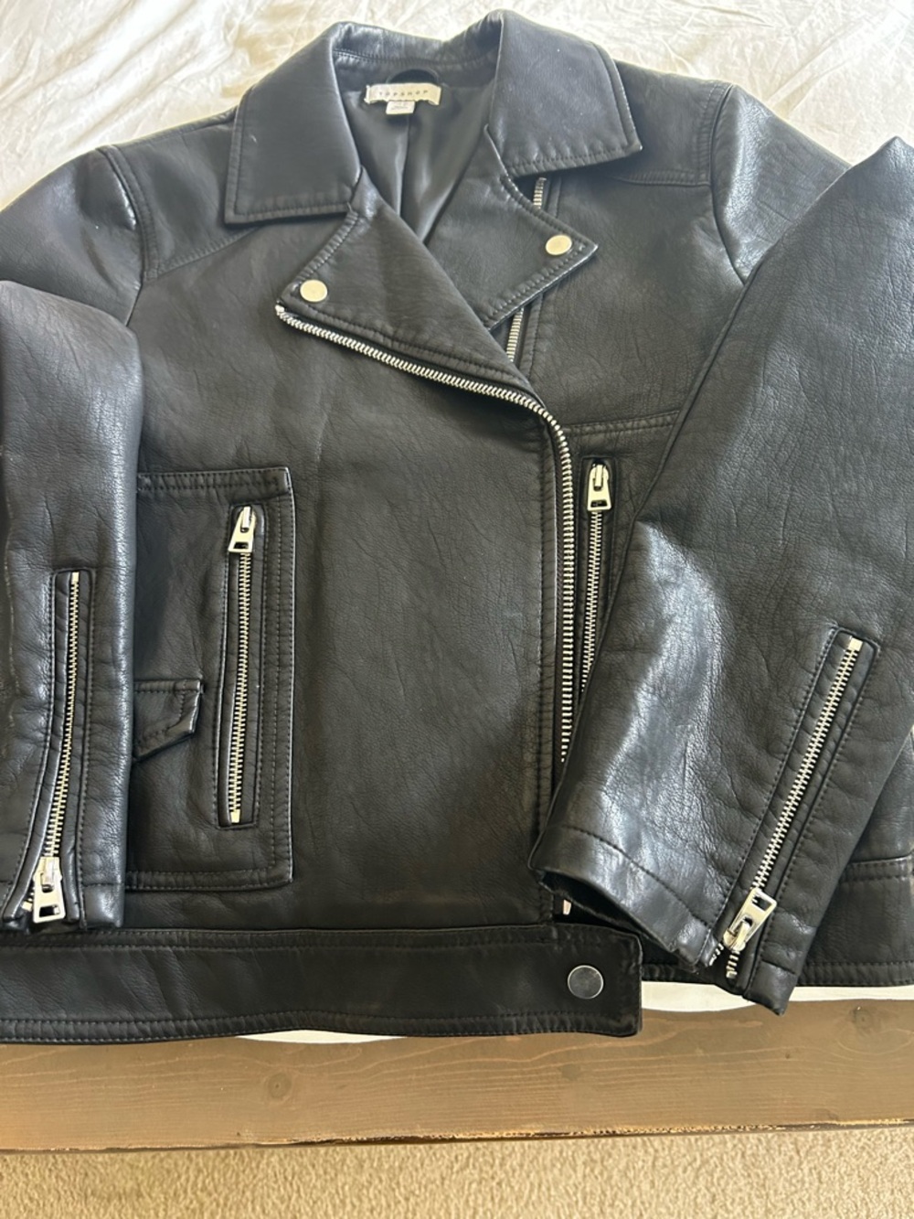 Topshop Black Moto Jacket - Size 10